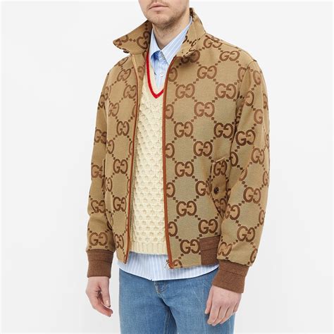 GG jacquard zip jacket in camel 